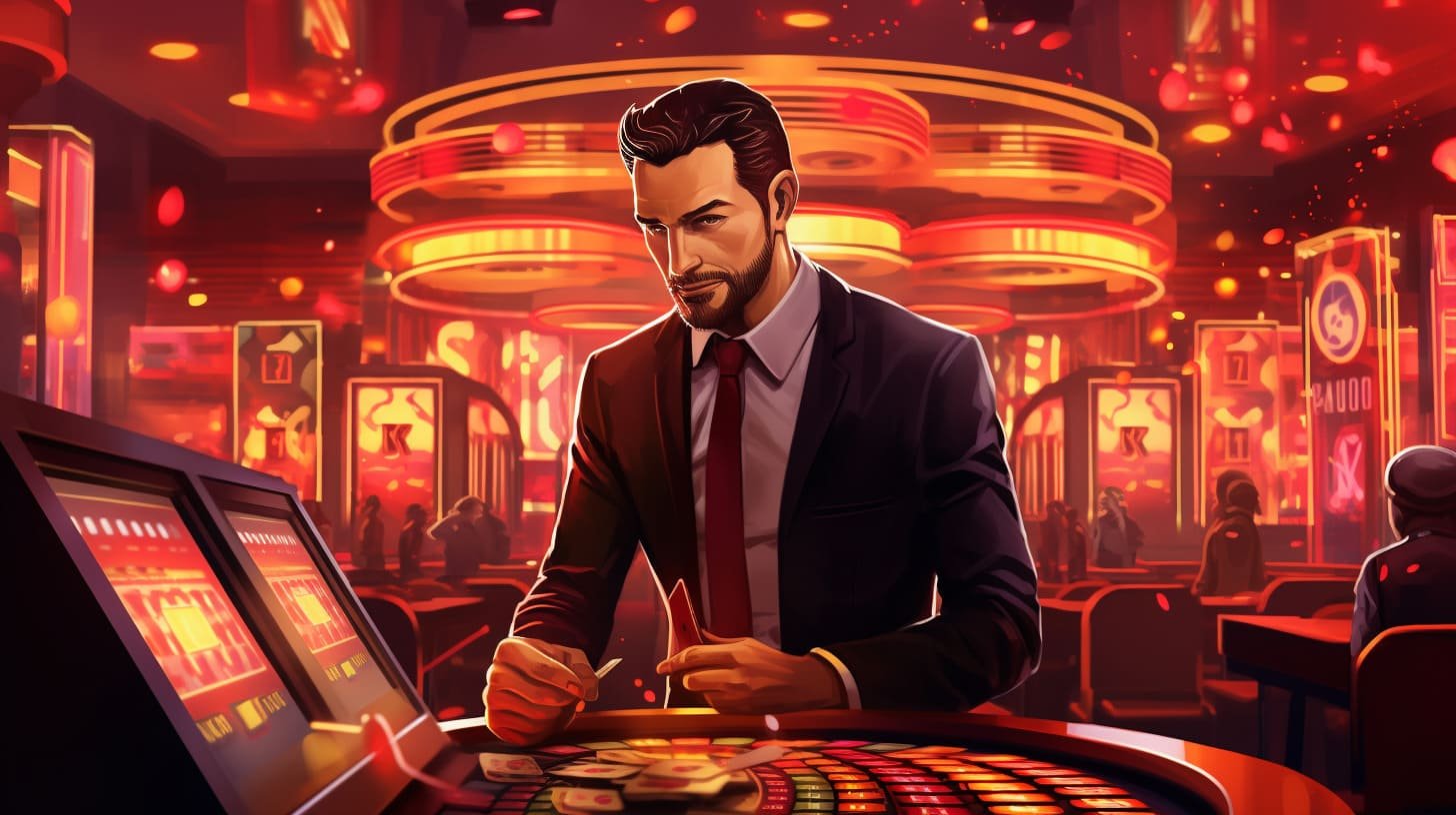 Mesin slot digital dengan tema warna hijau neon berbinar di layar ponsel